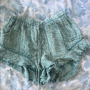 Free People Textured Green Shorts